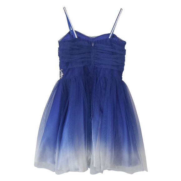 Y2K Deb Blue Ombre Tulle Homecoming Dress Size 7/8 Cocktail Party Formal Flirty - Picture 2 of 6